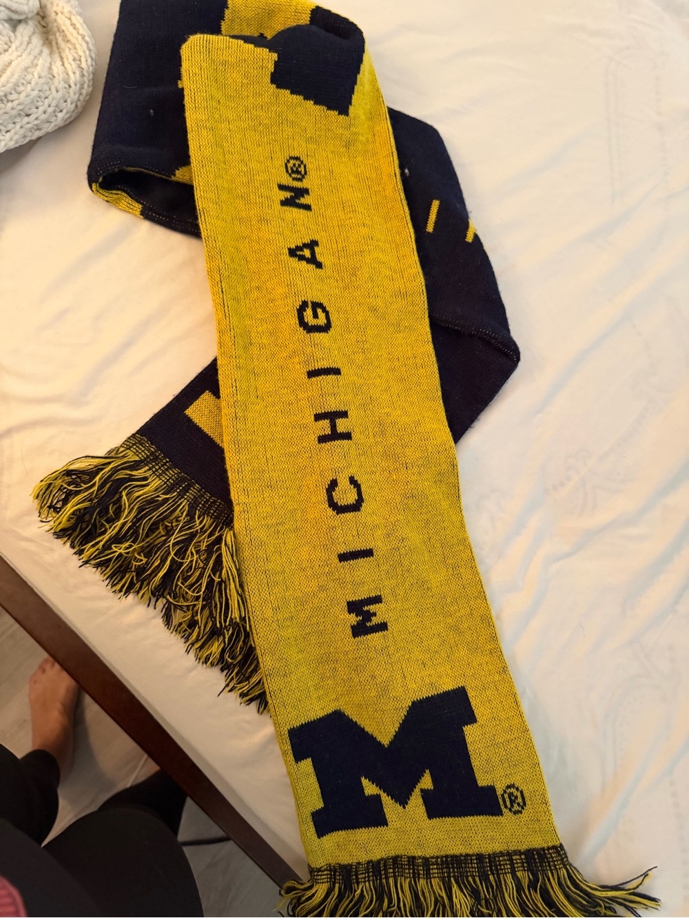 MICHI Yellow and Navy Knit Team Scarf